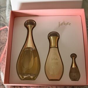 Dior J'adore Bottle Trio in Pink and Gold Accents